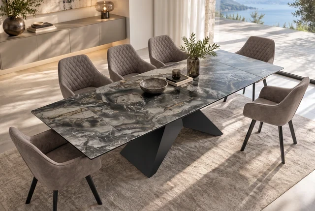 NVI - 49270 DIAMOND Ceramics bővíthető étkezőasztal 180-260 - taupe (1)