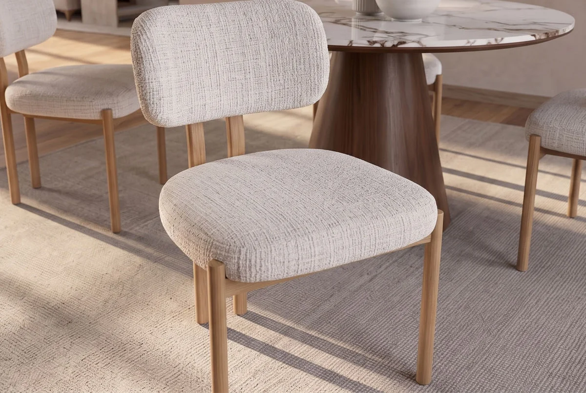 NVI - 49296 BELLANO Oak fémlábas étkezőszék - beige chenille (3)