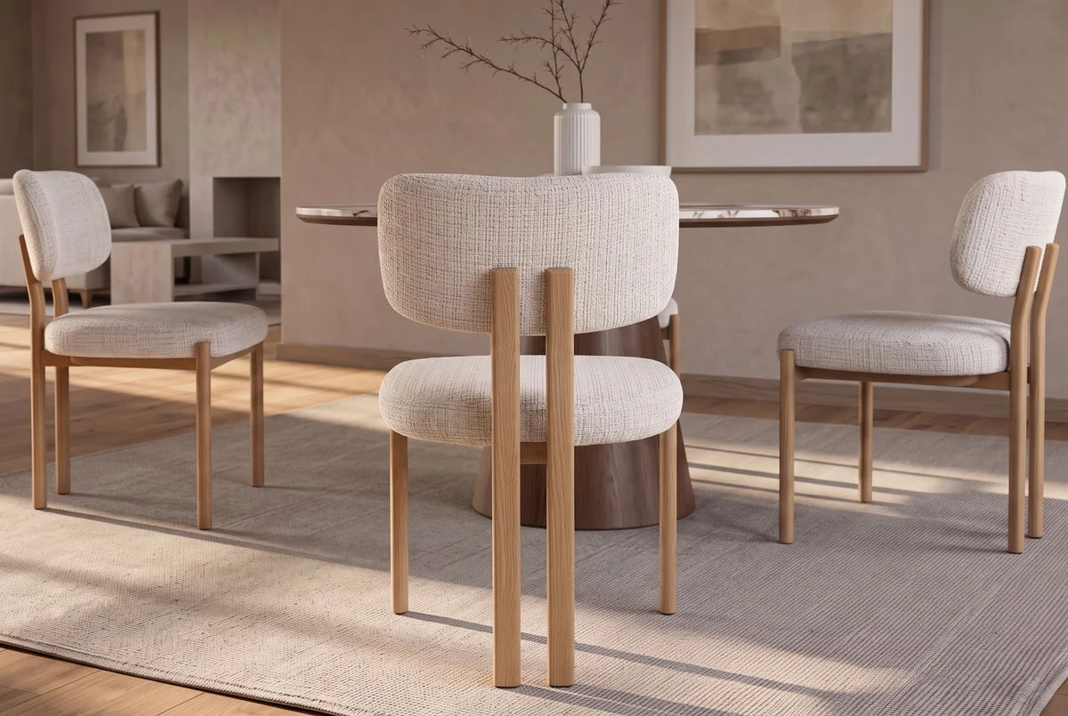 NVI - 49296 BELLANO Oak fémlábas étkezőszék - beige chenille (5)