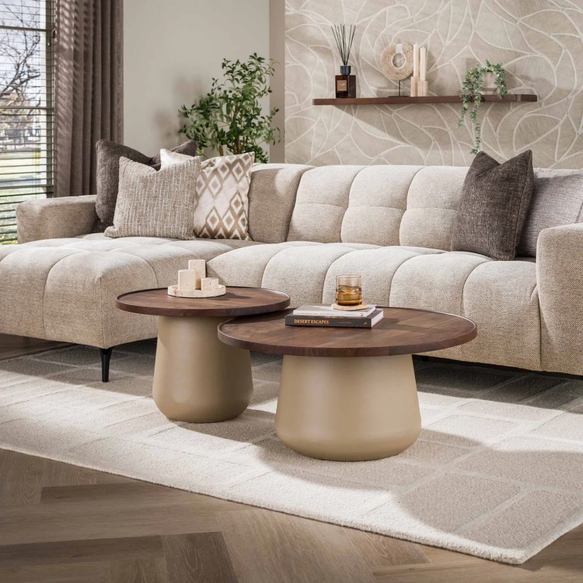 ZJL - 554343 DUNEVIO Beige dohányzóasztal-szett - acacia (1)